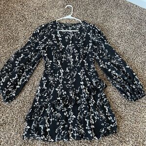 Elegant Black Floral Midi Dress